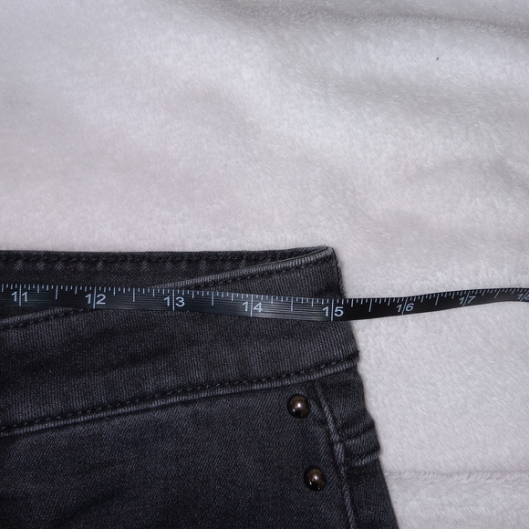 Joseph Ribkoff Straight Leg Jean w/ Studded Seams Black Light Flair Sz 10 Grunge - Picture 13 of 14